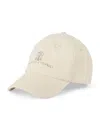 Brunello Cucinelli Baseball Cap In Garment-dyed Twisted Cotton Gabardine With Embroidered Logo In Yellow
