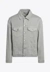 Brunello Cucinelli Structured Denim Jacket With Soft Finish In Khaki
