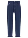 Brunello Cucinelli Garment-dyed Logo-patch Jeans In Blue