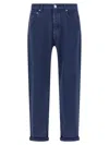 Brunello Cucinelli Garment-dyed Logo-patch Jeans In Blue