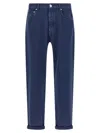 Brunello Cucinelli Garment-dyed Logo-patch Jeans In Blue