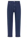 Brunello Cucinelli Garment-dyed Logo-patch Jeans In Blue