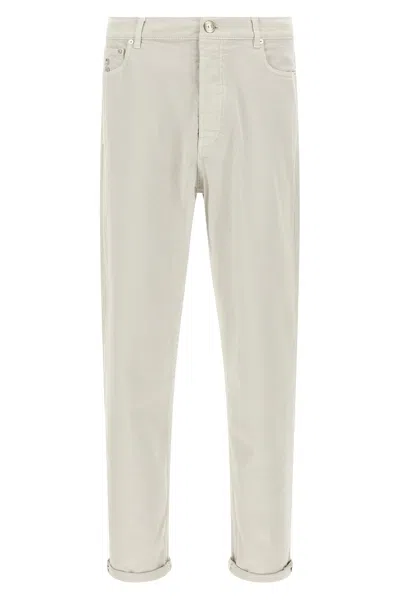 Brunello Cucinelli Garment-dyed Denim Jeans Gray In Neutral