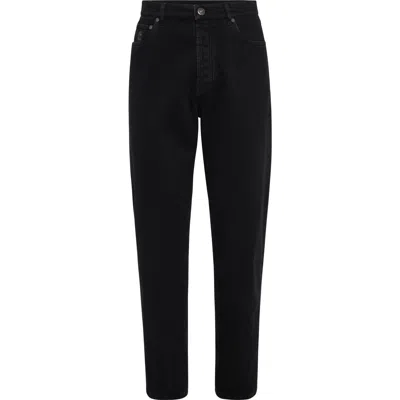 Brunello Cucinelli Garment-dyed Denim Trousers In Black
