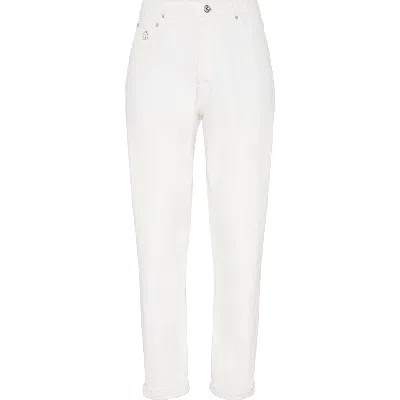 Brunello Cucinelli Men's Garment Dyed Iconic Fit Five Pocket Jeans In Snow