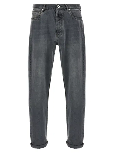 Brunello Cucinelli Garment-dyed Jeans In Gray