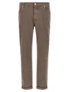 Brunello Cucinelli Garment-dyed Cotton Denim Jeans In Brown
