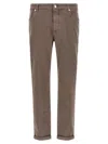 Brunello Cucinelli Garment-dyed Cotton Denim Jeans In Brown