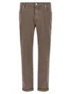 Brunello Cucinelli Garment-dyed Cotton Denim Jeans In Brown