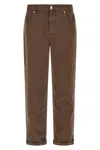 Brunello Cucinelli Garment Dyed Jeans Belt Loops Rolled Cuffs In Brown