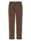 Brunello Cucinelli Garment Dyed Jeans Belt Loops Rolled Cuffs In Brown