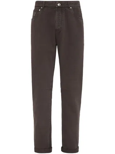 Brunello Cucinelli Garment-dyed Jeans In Brown