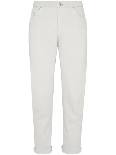 Brunello Cucinelli Garment-dyed Jeans In White