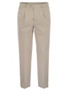 Brunello Cucinelli Garment-dyed Leisure Fit Trousers In American Pima Comfort Cotton With Pleats