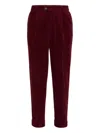 Brunello Cucinelli Garment-dyed Leisure Fit Trousers In Cotton Corduroy With Pleat Clothing In Red