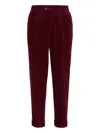 Brunello Cucinelli Garment-dyed Leisure Fit Trousers In Cotton Corduroy With Pleat Clothing In Red