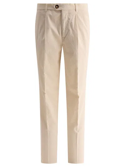 Brunello Cucinelli Garment-dyed Leisure Fit Trousers With Pleats In White