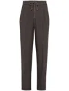 Brunello Cucinelli Garment-dyed Linen Track Pants In Brown