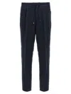 Brunello Cucinelli Men Leisure Fit Trousers In Virgin Wool Flannel With Drawstring And Double Darts In Black