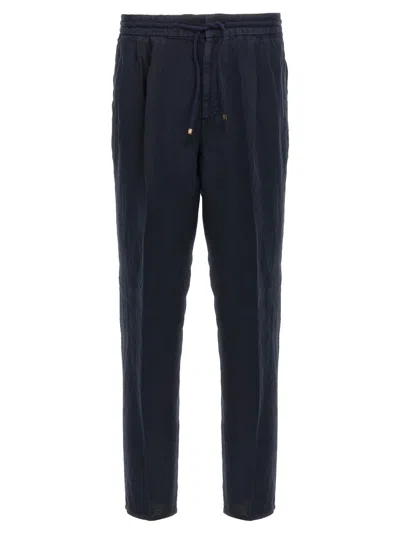 BRUNELLO CUCINELLI BRUNELLO CUCINELLI GARMENT-DYED LINEN TROUSERS WITH ADJUSTABLE DRAWSTRING