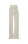 Brunello Cucinelli Women Loose Trousers In Garment-dyed Comfort Denim With Shiny Tab In Cool Beige