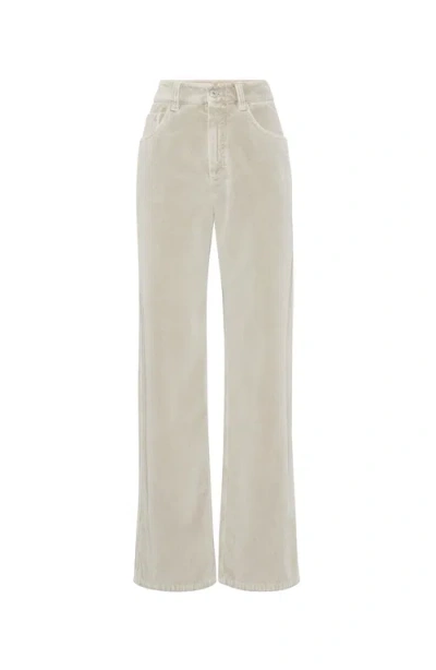 Brunello Cucinelli Mid-rise Cotton Trousers In Beige