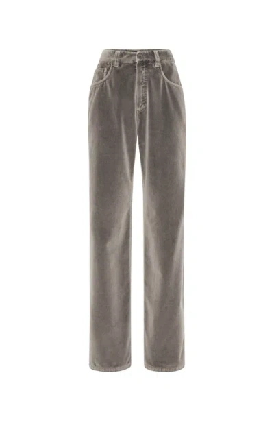 Brunello Cucinelli Garment-dyed Loose Trousers In Lead