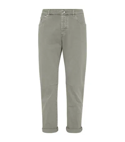 Brunello Cucinelli Garment-dyed Straight Jeans In Green