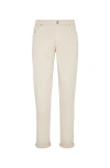Brunello Cucinelli Logo-embroidered Jeans In Beige