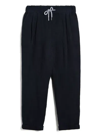 Brunello Cucinelli Kids' Garment-dyed Trousers In Blue