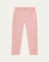Brunello Cucinelli Garment Dyed Twill Tapered-leg Jeans With Monili Trim In Peony Pink