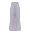 Brunello Cucinelli Violet Pants With Monil Detail On The Loop And Wide Leg In Cotton And Linen Blend Woman In Purple
