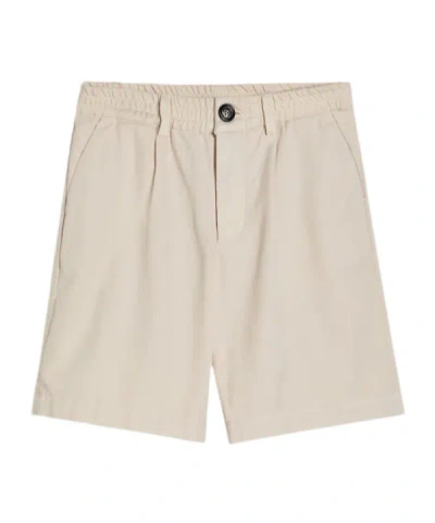 Brunello Cucinelli Kids' Garment-dyed Bermuda Shorts In Twisted Cotton Gabardine In White