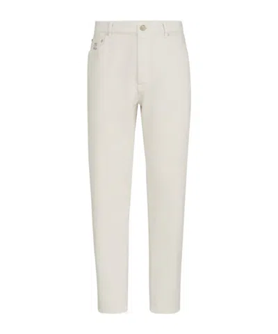 Brunello Cucinelli Garment-dyed Denim Iconic Fit Five-pocket Trousers With Rips In White