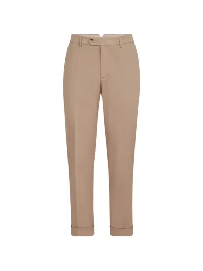 Brunello Cucinelli Garment-dyed Italian-fit Trousers In American Pima Comfort Cotton Gabardine In Neutral