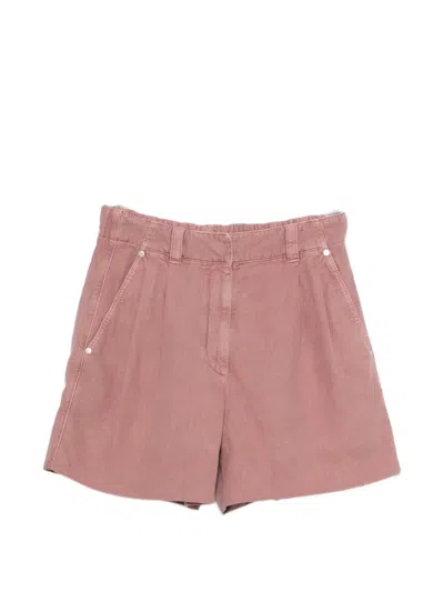 Brunello Cucinelli Garment-dyed Pleated Shorts In Pink