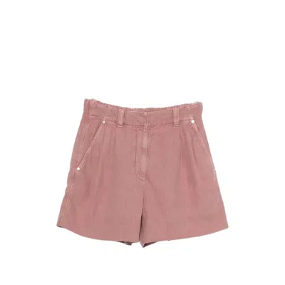 Brunello Cucinelli Garment-dyed Pleated Shorts In Pink