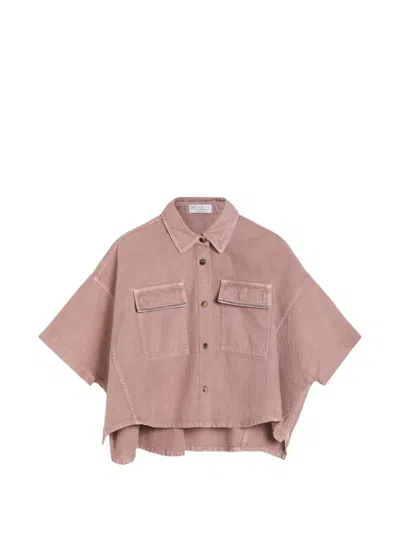 Brunello Cucinelli Garment-dyed Pocket Jacket In Pink