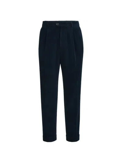 Brunello Cucinelli Garment-dyed Trousers In Cotton Corduroy With Pleat In Black