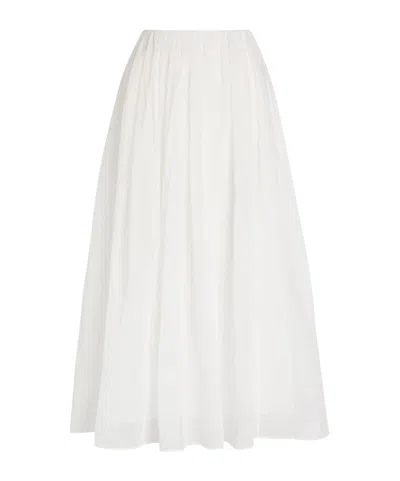 Brunello Cucinelli Gathered Cotton Midi Skirt In White