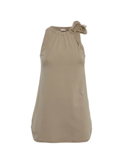 Pre-owned Brunello Cucinelli Gathered Sleeveless Blouse In Gray