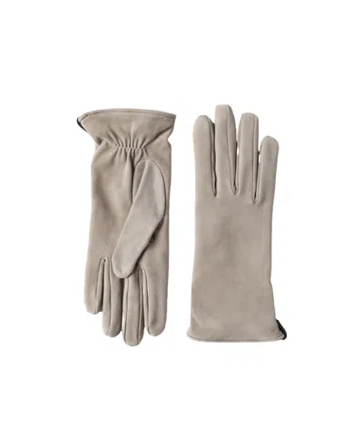 Brunello Cucinelli Gathered-detail Leather Gloves In Neutral