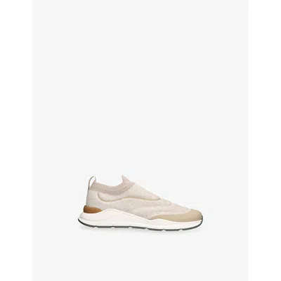 Brunello Cucinelli Kids' Ge Slip-on Knitted Trainers Eur 37 / 4 Uk In Brown