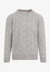 Brunello Cucinelli Geometric Alpaca Blend Sweater In Gray