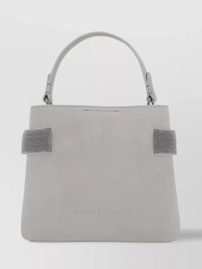 Brunello Cucinelli Geometric Design Shoulder Bag In Burgundy