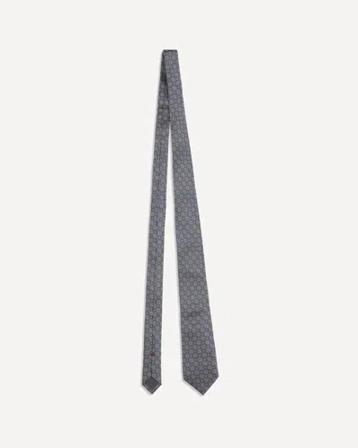 Brunello Cucinelli Geometric Design Silk Tie In Gray