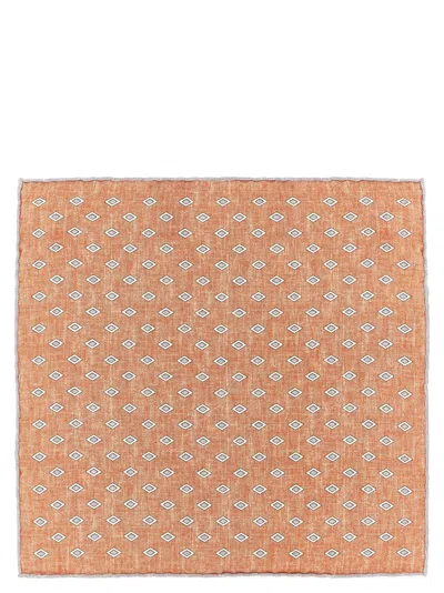 Brunello Cucinelli Geometric Diamond Silk Clutch In Rust