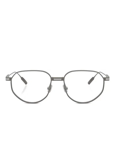 Brunello Cucinelli Geometric Glasses In Gray