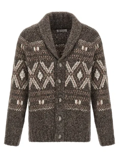 BRUNELLO CUCINELLI BRUNELLO CUCINELLI 'GEOMETRIC JACQUARD' CARDIGAN