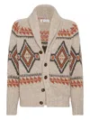 Brunello Cucinelli Geometric-jacquard Cardigan In Multi